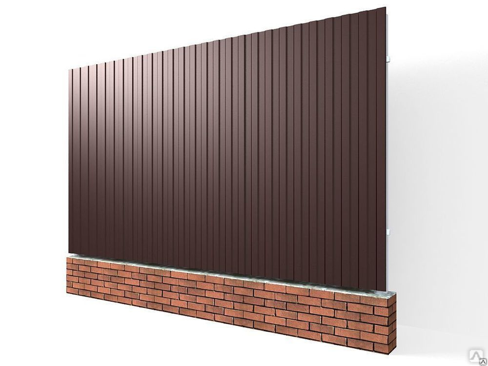 Забор из профлиста коричневый фото